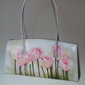 Bambas hand painted leather floral design shoulder bag purse